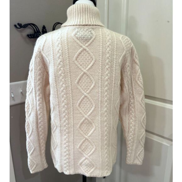 Eddie Bauer Wool Blend Cable Knit Turtleneck Sweater Ivory Women’s Size M - Picture 3 of 11